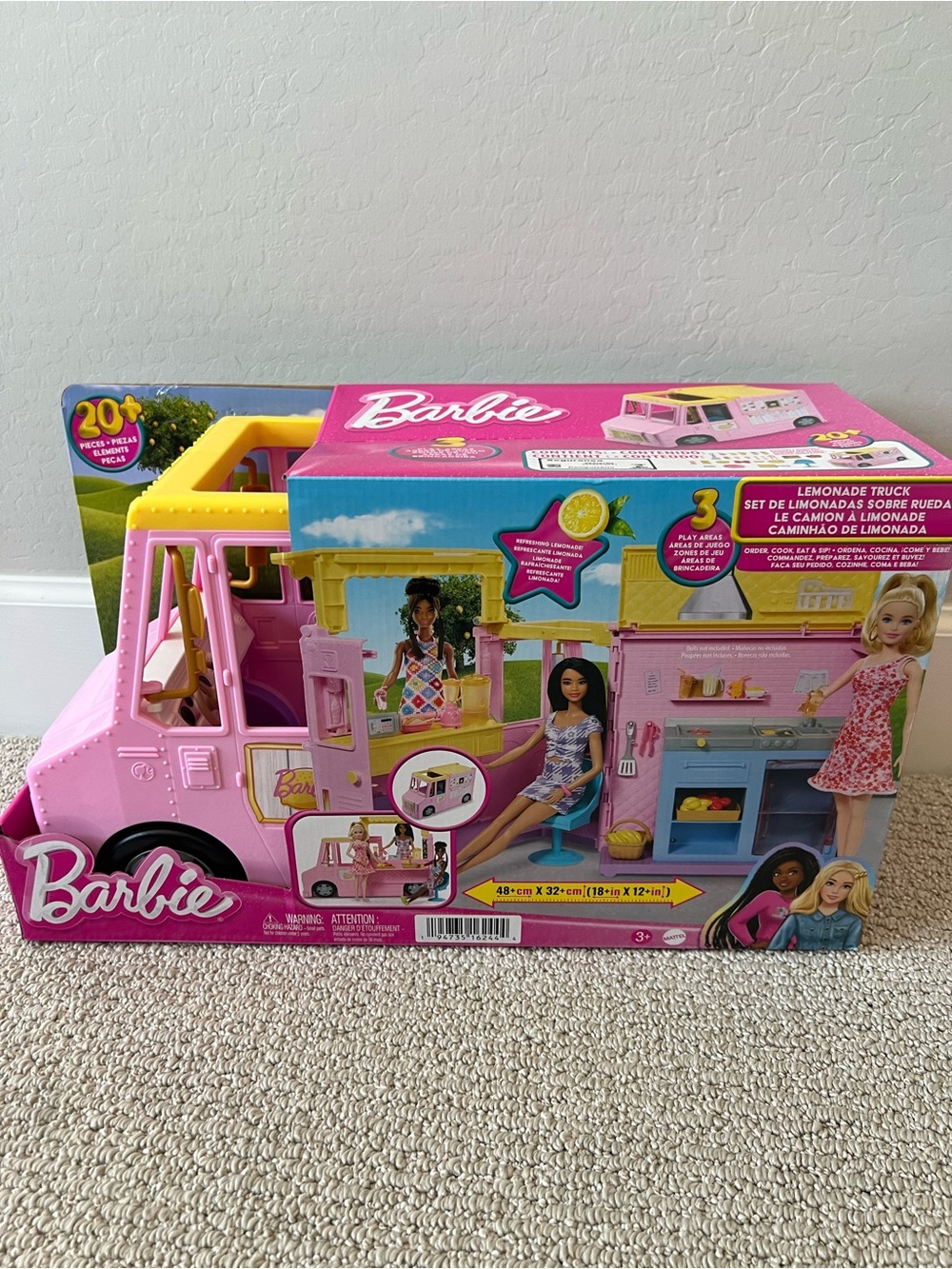 Barbie Pink & Yellow Lemonade Truck Playset retired NIB $70